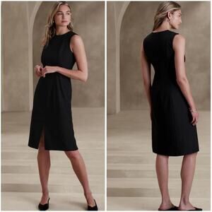 NWT Banana Republic Basic Knee-Length Sheath Dress Black Sleeveless Sculpted